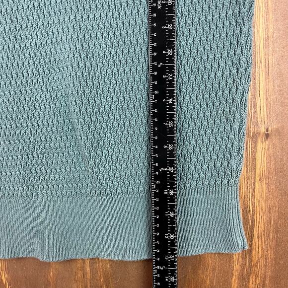 Ann Taylor Womens Sweater Green Cowl Neck Tunic Waffle Knit Roll Tab Oversized M - Picture 7 of 12